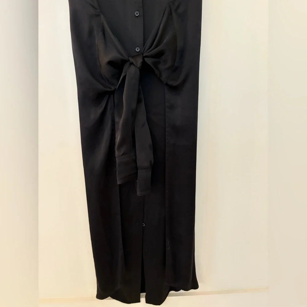 R13 silk satin black shirtdress - Picture 7 of 8